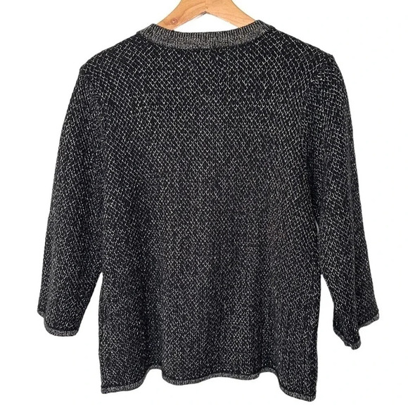 JM Collection MP‎ elegant black cardigan with silver thread + rhinestone buttons - Picture 3 of 7